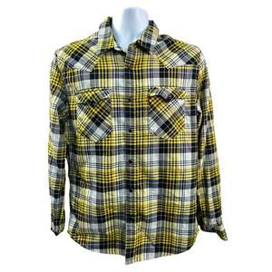 Levi's Yellow and black plaid long sleeve button down size Med San Francisco